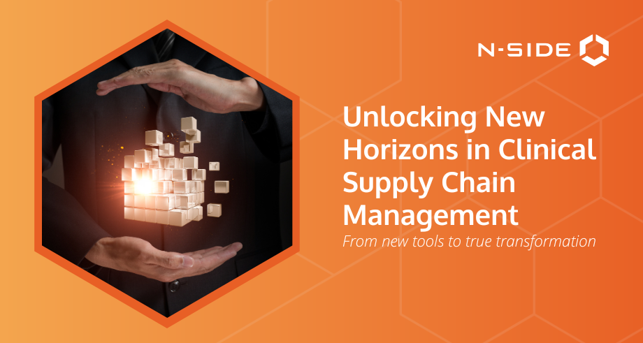 Orange background with alternative title Unlocking New Horizons in Clinical Supply Chain Management
